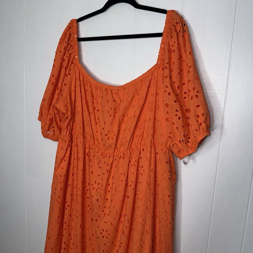 Eloquii Women’s Eyelet Tie Front Maxi Dress Orange Size 26 NWT - Picture 7 of 9